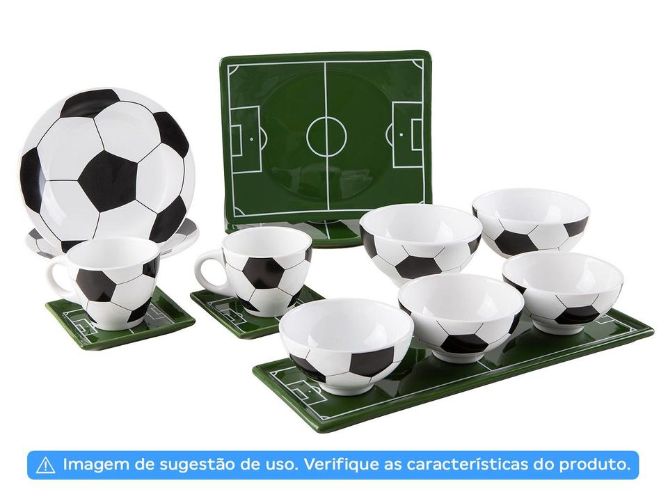 Bowl de Cerâmica Branco e Preto Scalla Cerâmica Futebol 550ml - 8