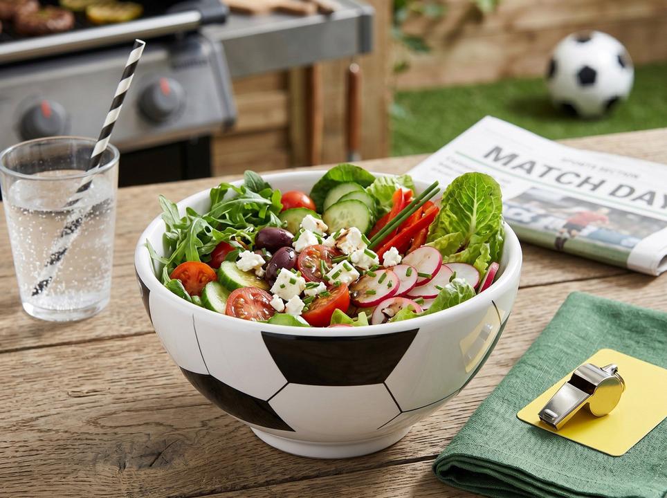 Bowl de Cerâmica Branco e Preto Scalla Cerâmica Futebol 550ml - 2