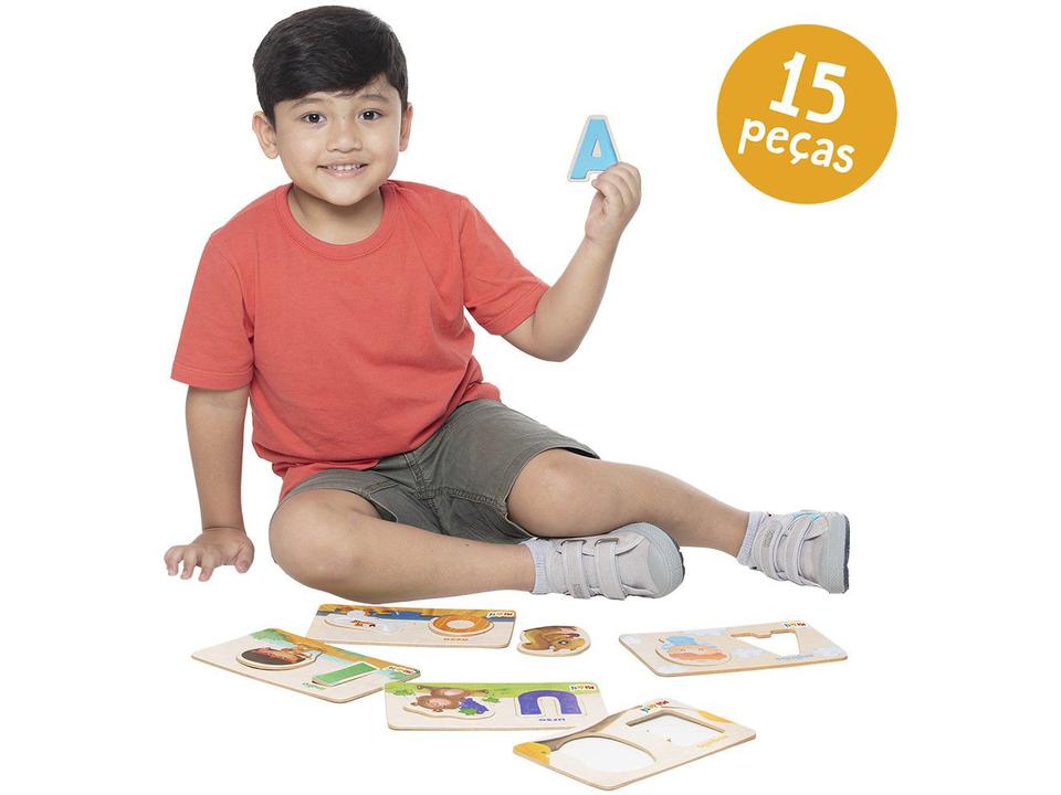 Brinquedo de Encaixar Maderá Minhas Vogais - Toyster Brinquedos 15 Peças - 3