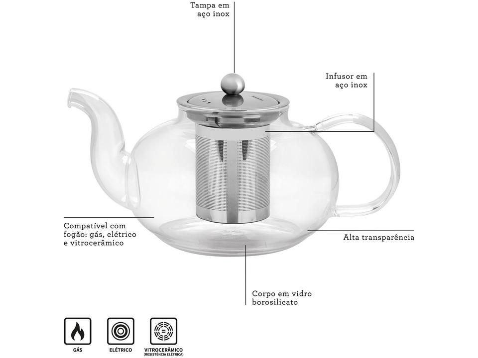 Bule de Chá com Infusor Transparente 1L Tramontina 61764100 - 2