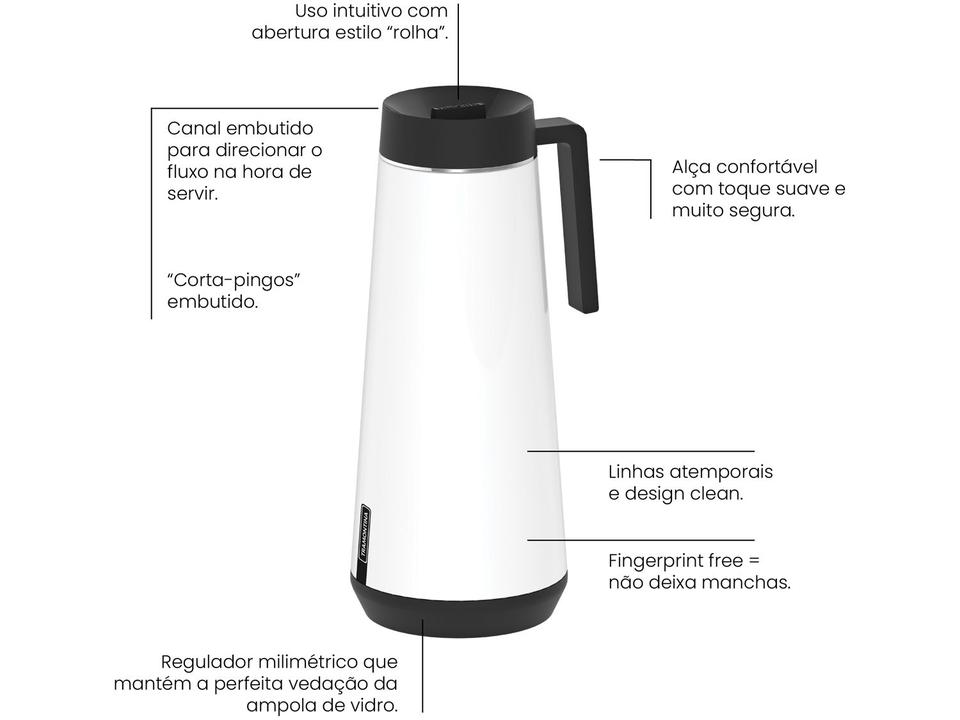 Bule de Chá e Café Térmico Branco com Tampa e Infusor 750ml Tramontina Exata 61644074 - 2