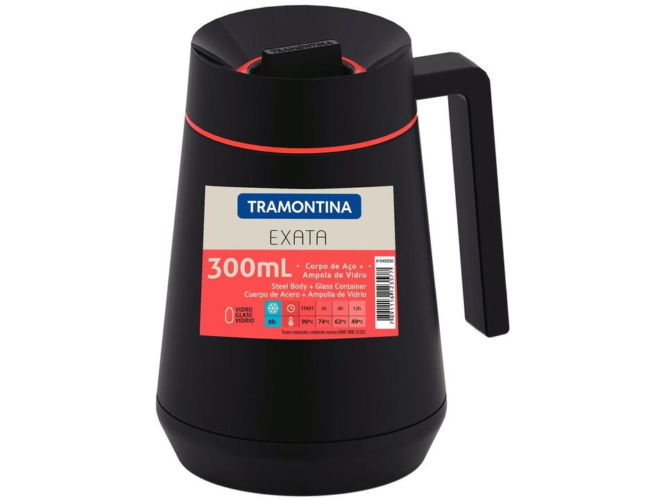 Bule Térmico de Aço Inox Preto com Tampa 300ml Tramontina Exata - 2