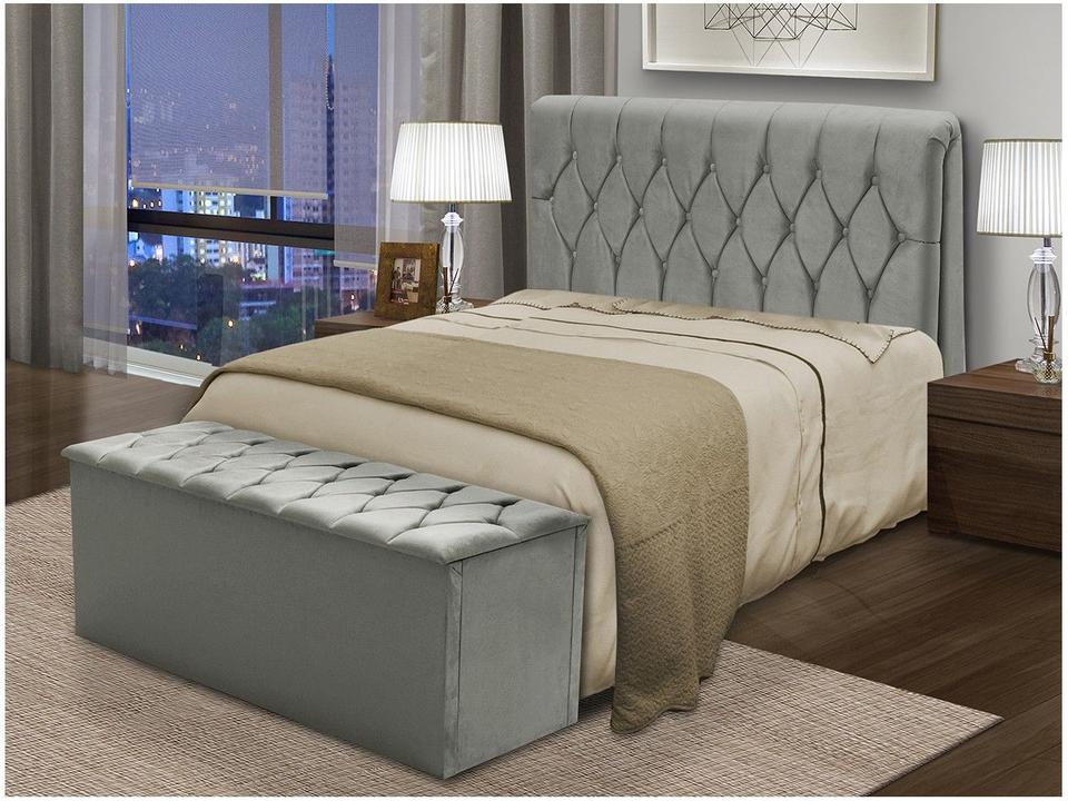 Cabeceira Casal Acolchoado Suede Dobuê Movelaria Istambul Grafite - 2