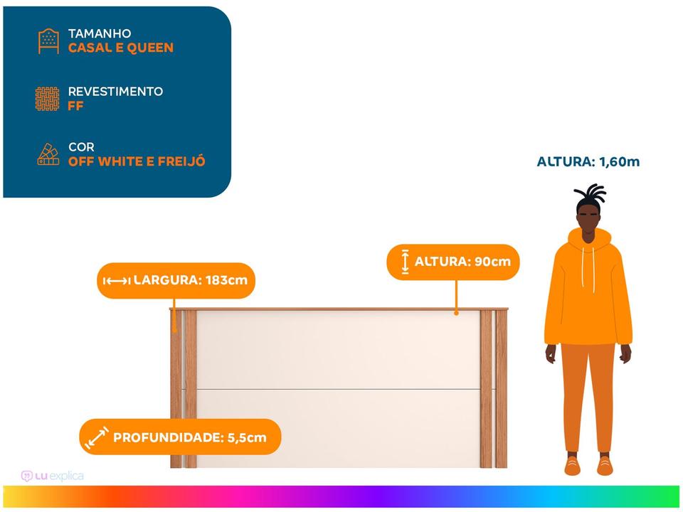 Cabeceira Casal Caemmun Éden Off White e Freijó - 1