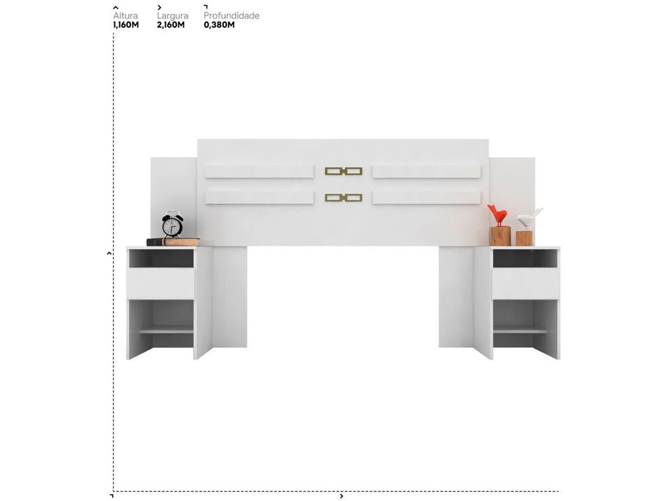 Cabeceira Casal e Queen MDP com 2 Prateleira 2 Mesas - 11