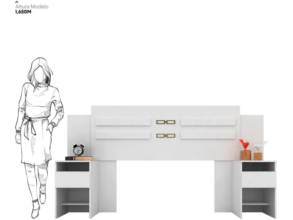 Cabeceira Casal e Queen MDP com 2 Prateleira 2 Mesas - 10