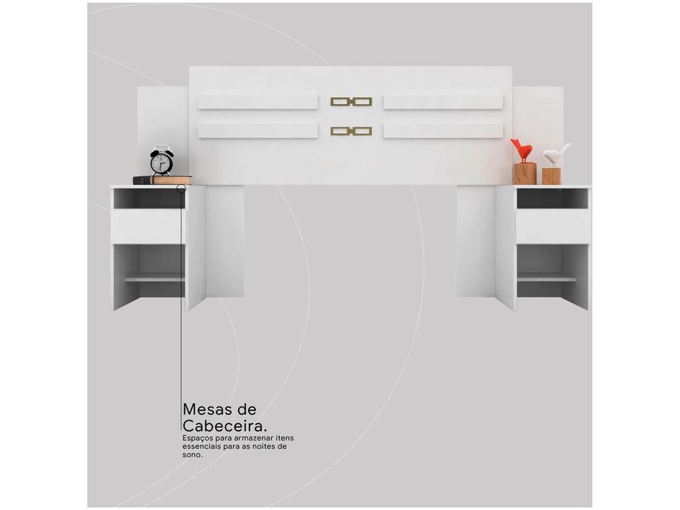 Cabeceira Casal e Queen MDP com 2 Prateleira 2 Mesas de Cabeceira Demóbile Triunfo Branco - 4