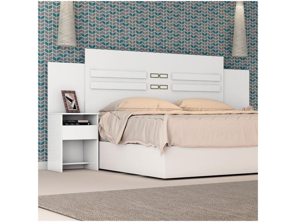 Cabeceira Casal e Queen MDP com 2 Prateleira 2 Mesas de Cabeceira Demóbile Triunfo Branco - 1