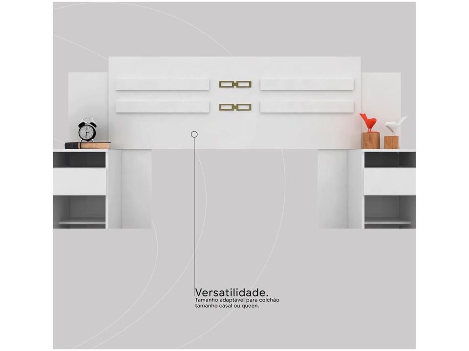 Cabeceira Casal e Queen MDP com 2 Prateleira 2 Mesas de Cabeceira Demóbile Triunfo Branco - 6