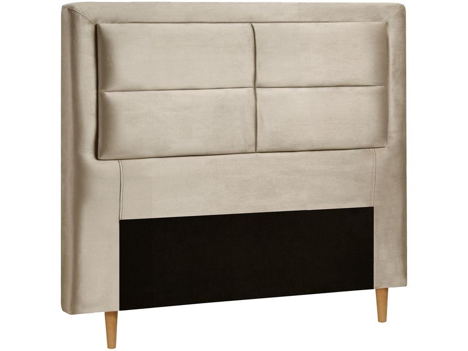 Cabeceira Casal Estofada Dobuê Movelaria Estoril Veludo Bege - 1