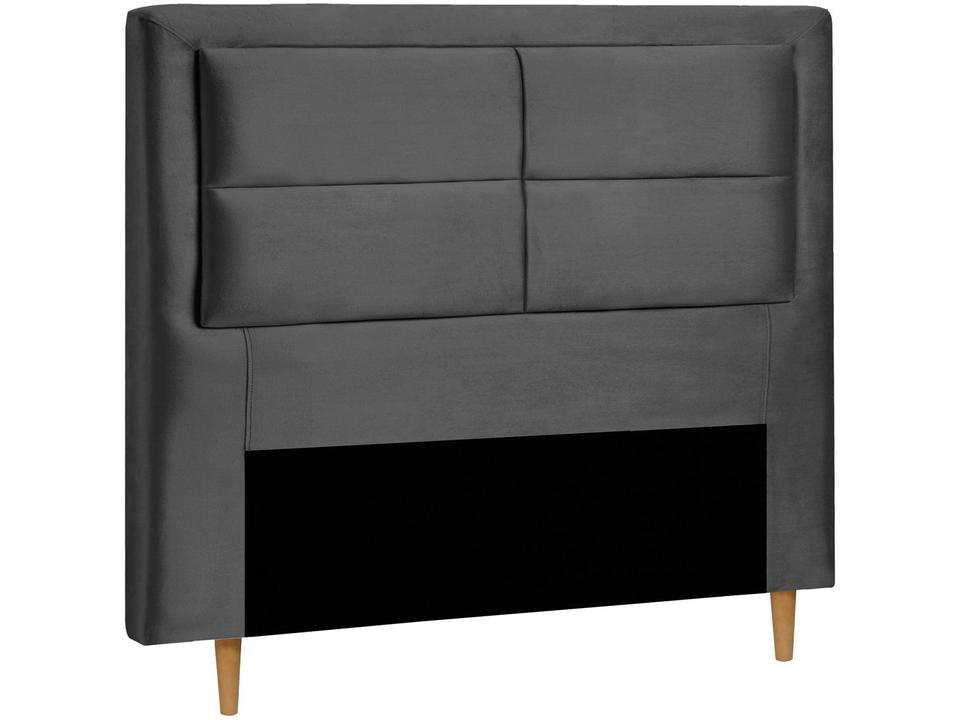 Cabeceira Casal Estofada Dobuê Movelaria Estoril Veludo Cinza - 1