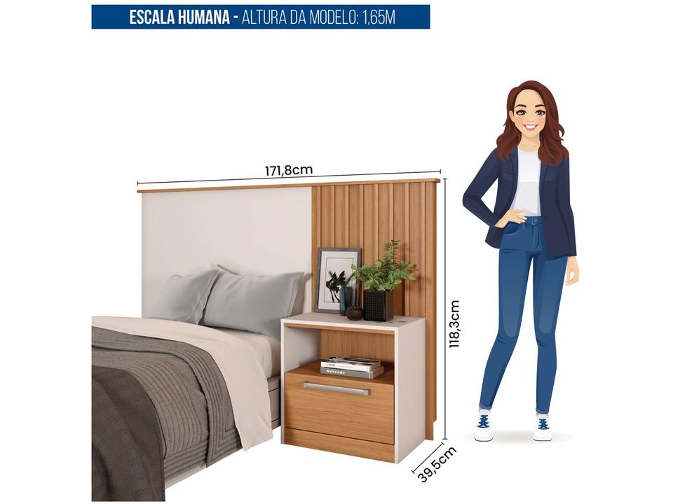 Cabeceira Solteiro Caemmun Lucila Freijo e Off White - 6