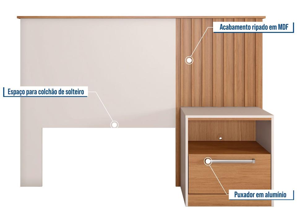 Cabeceira Solteiro Caemmun Lucila Freijo e Off White - 1