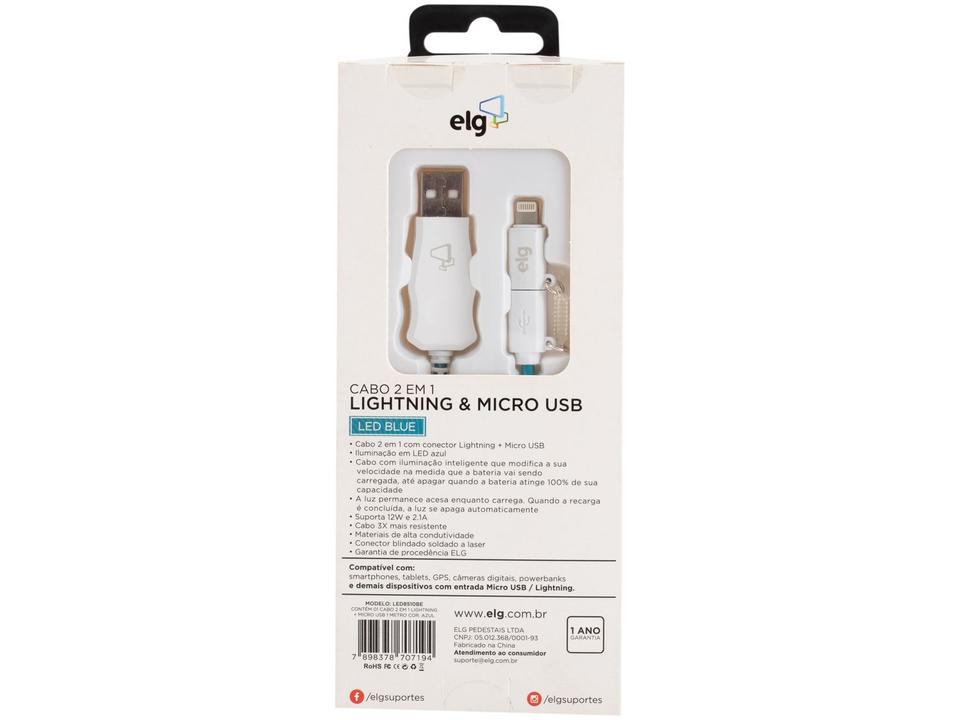 Cabo 2 em 1 Micro USB e Lightning 1m ELG Luminous - 6