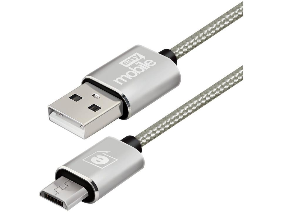 Cabo Micro USB 2m e 1m Carga Rápida Easy Mobile - Premium CBPROMMI2GR 2 Unidades - 2