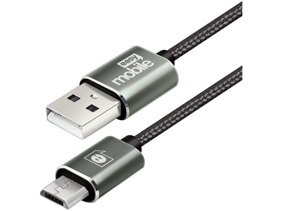 Cabo Micro USB 2m e 1m Carga Rápida Easy Mobile - Premium CBPROMMI2GR 2 Unidades - 1