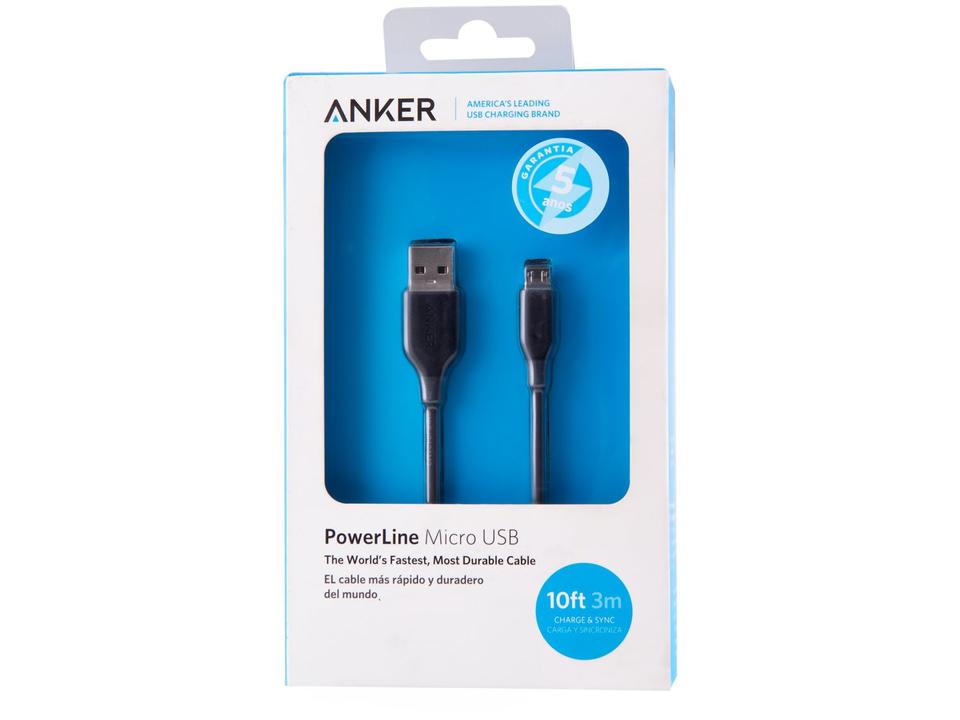 Cabo Micro USB 3m Anker - Powerline - 6