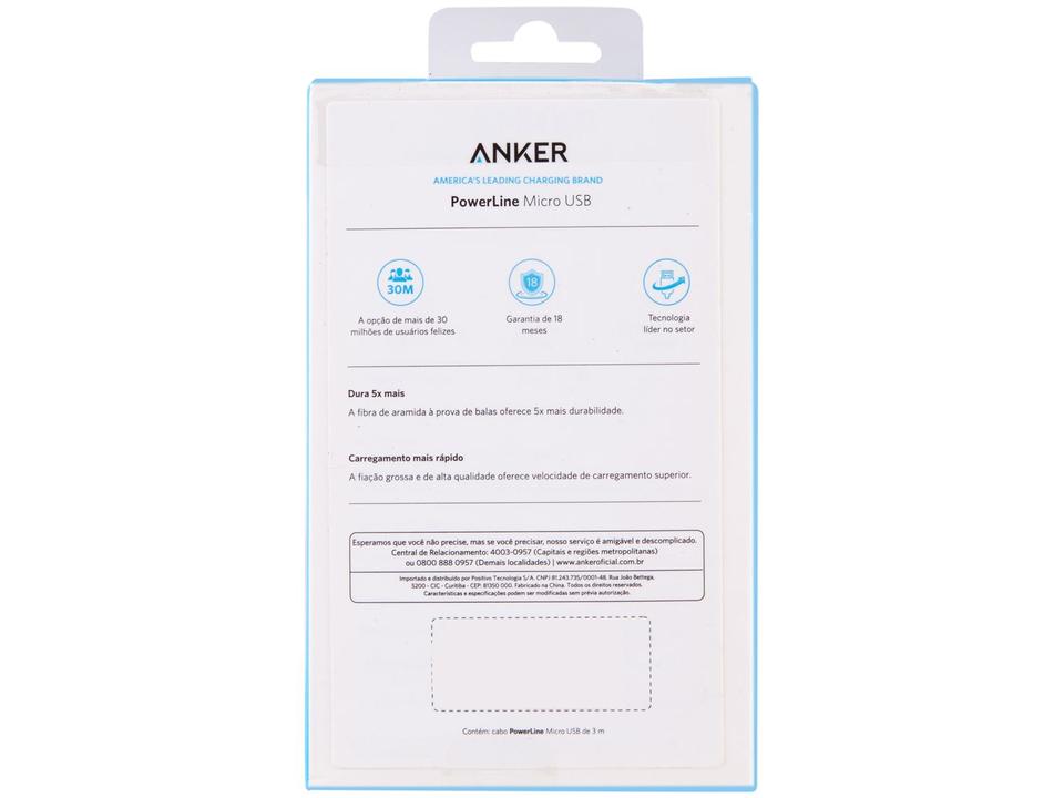 Cabo Micro USB 3m Anker - 7