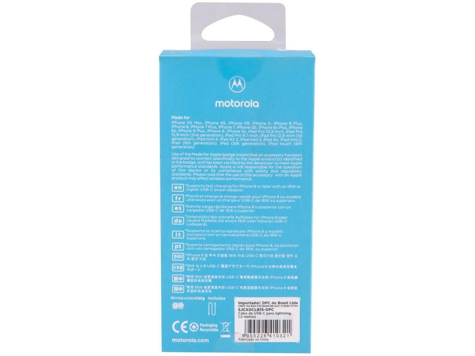 Cabo USB-C para Lightning 1,5m Motorola - 5