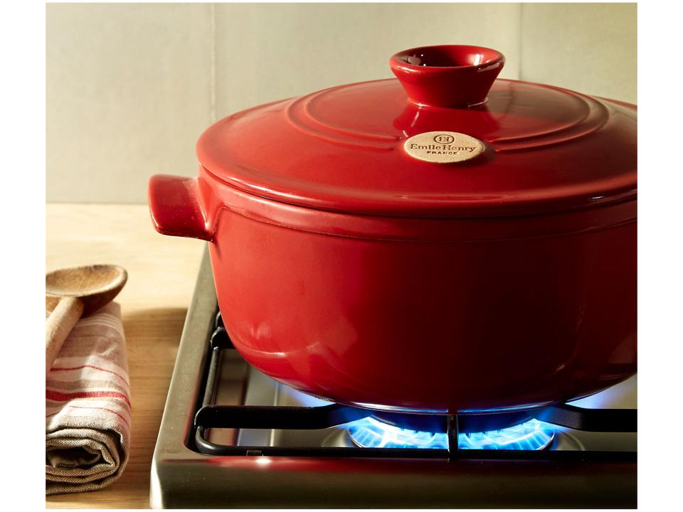 Caçarola Emile Henry de Cerâmica com Tampa 26cm 4L Vermelha - 2