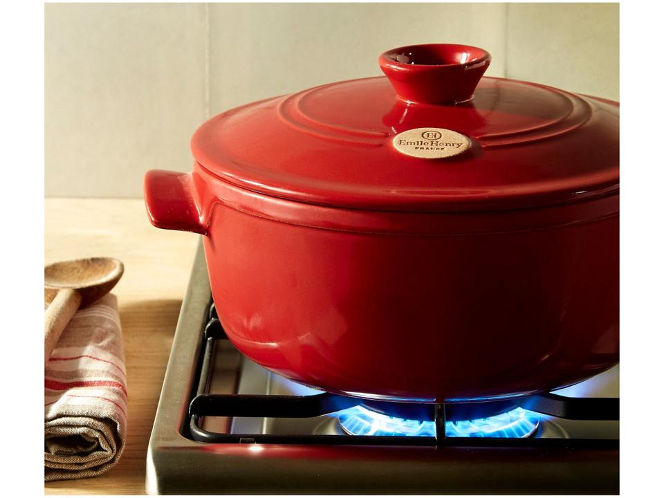 Caçarola Emile Henry de Cerâmica com Tampa 26cm 4L Vermelha - 2