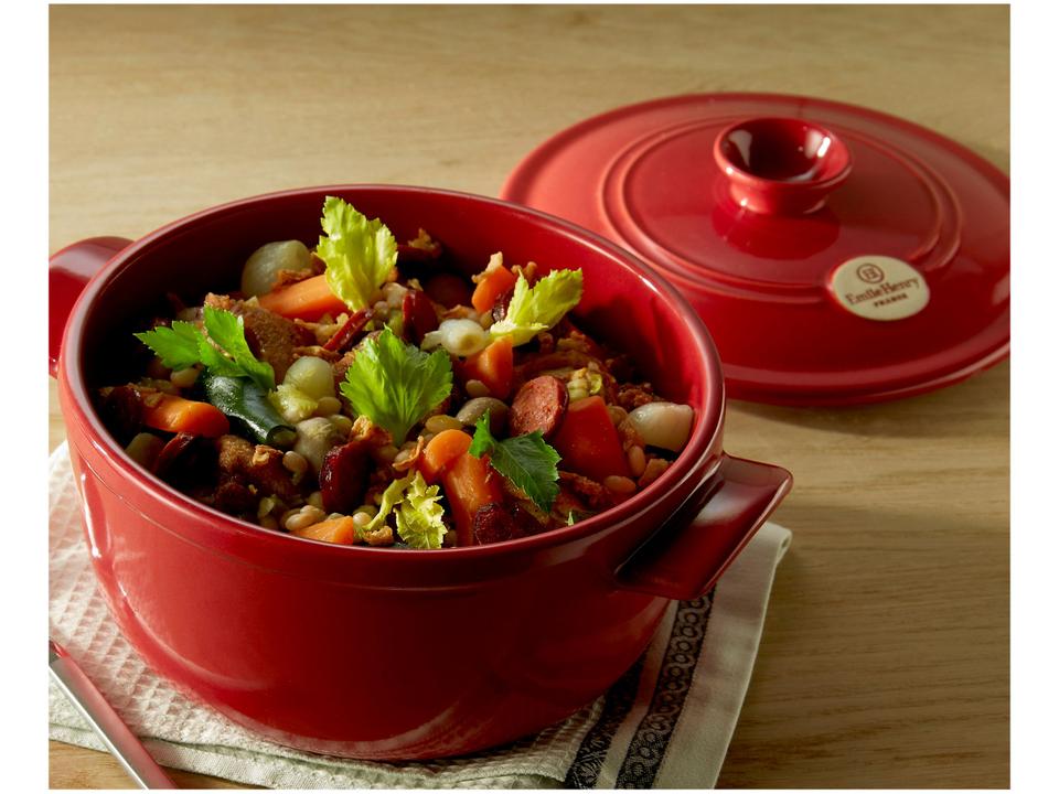 Caçarola Emile Henry de Cerâmica com Tampa 26cm 4L Vermelha - 1