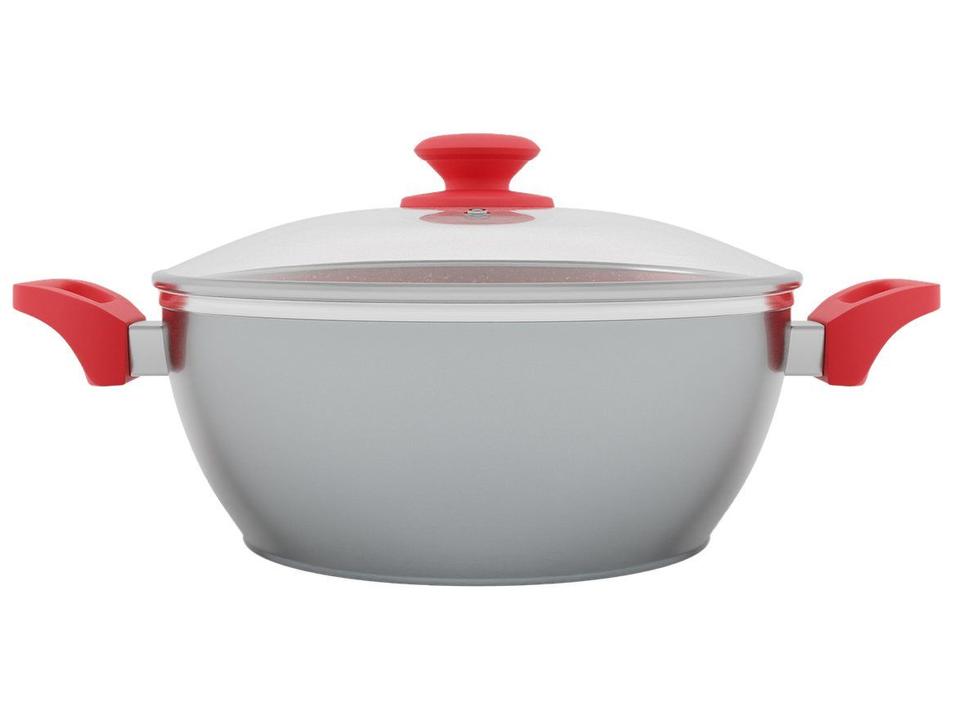 Caçarola Philco Antiaderente Fundo Triplo 28cm 6,1L Cinza e Vermelha PPH280ACR