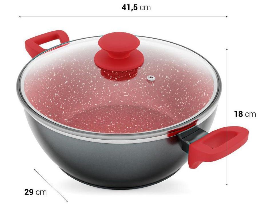 Caçarola Philco Antiaderente Fundo Triplo 28cm 6,1L Cinza e Vermelha PPH280ACR - 6