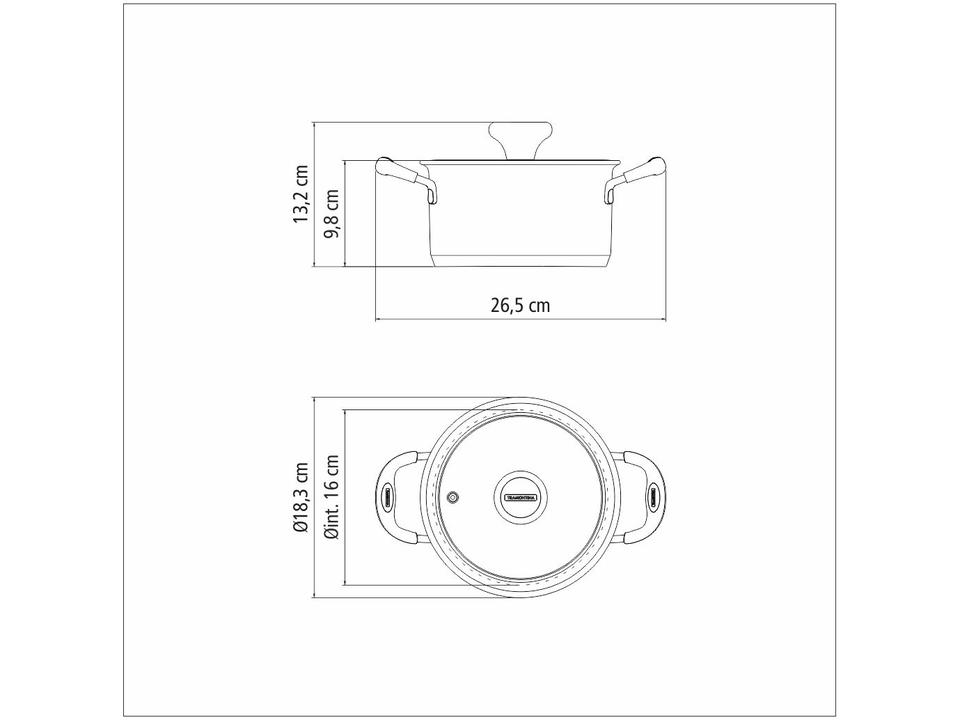 Caçarola Tramontina 1,8L 20cm com Tampa - Solar Silicone - 2