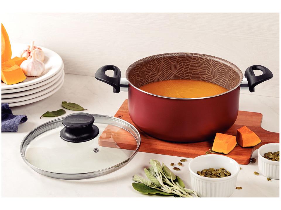 Caçarola Tramontina Antiaderente com Tampa Vermelho 3,8L 22cm Paris - 1
