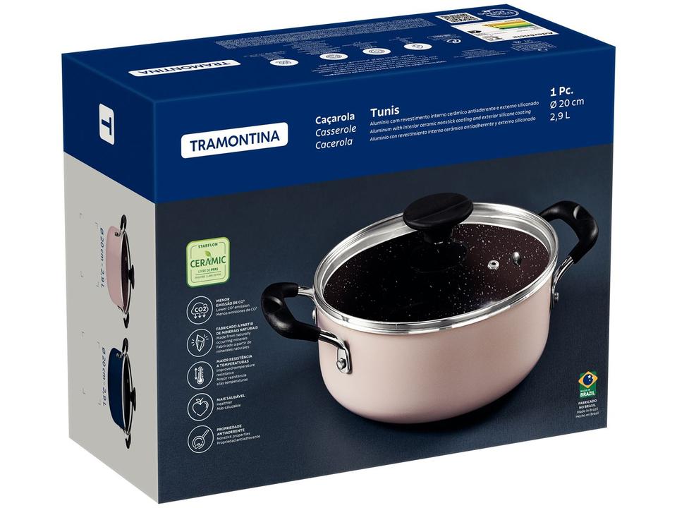 Caçarola Tramontina de Alumínio 20cm 2,9L Rosa Trufado Tunis - 2