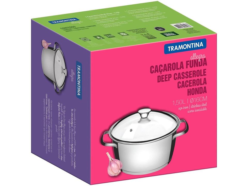 Caçarola Tramontina Inox 1,5L 16cm com Tampa - 3