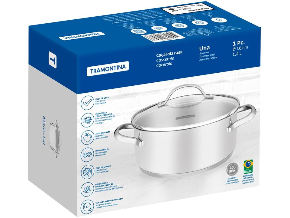 Caçarola Tramontina Inox 16cm 1,4L Una - 4