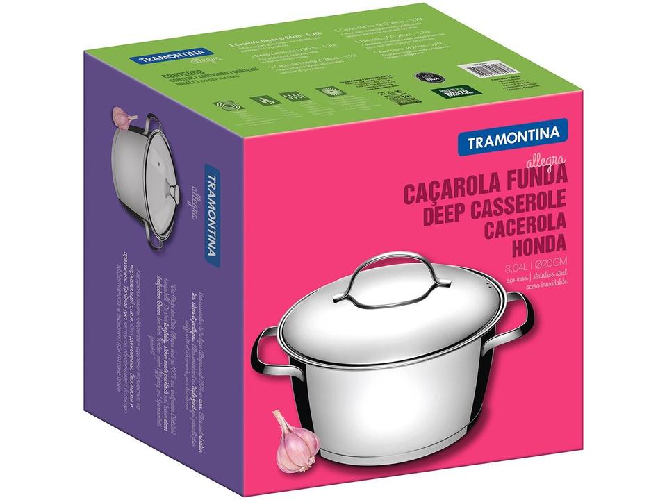 Caçarola Tramontina Inox 3,1L 20cm com Tampa Alegra 62654200 - 6