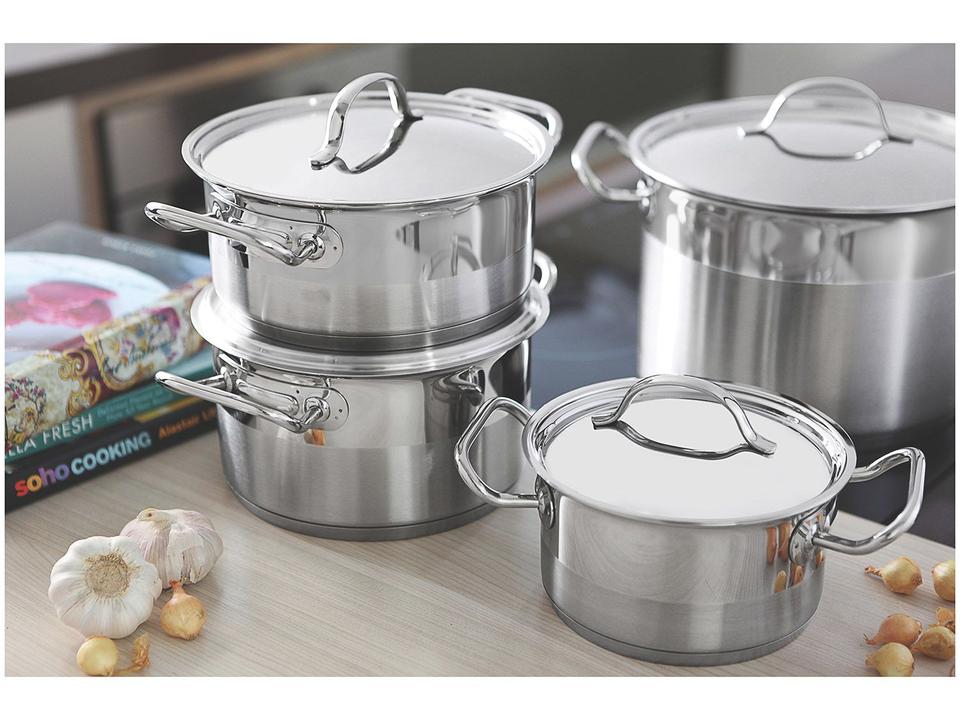 Caçarola Tramontina Inox 4,7L 24cm com Tampa - 1