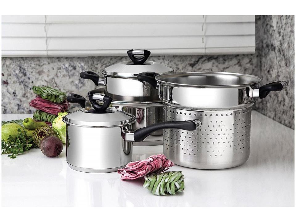 Caçarola Tramontina Inox 8,4L 28cm com Tampa - 1