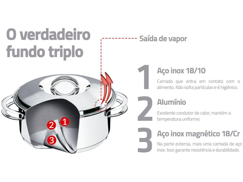 Caçarola Tramontina Inox Funda 20cm 3,6L Inox Solar - 6