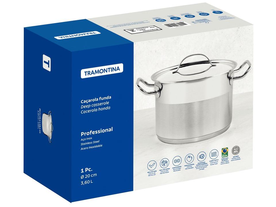 Caçarola Tramontina Inox Fundo Triplo 20cm 3,6L Professional - 5