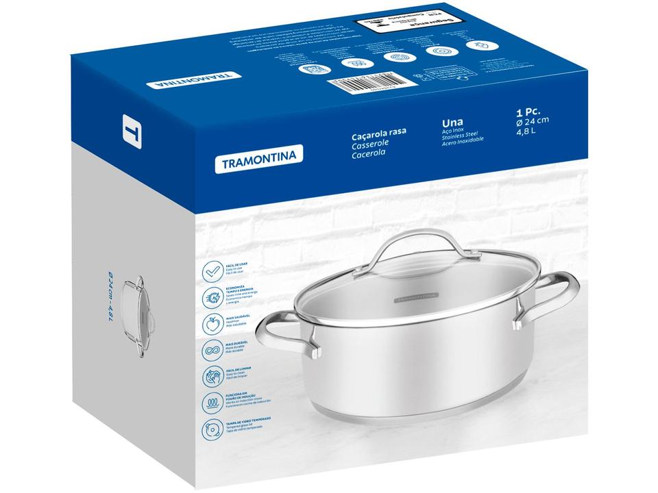 Caçarola Tramontina Inox Fundo Triplo 24cm 4,8L Una - 4