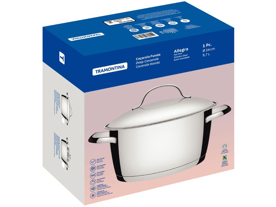 Caçarola Tramontina Inox Fundo Triplo 24cm 5,7L Allegra 62654240 - 6