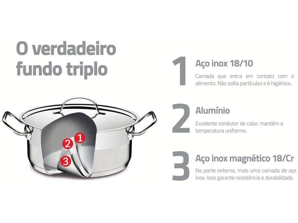 Caçarola Tramontina Inox Fundo Triplo 24cm 6,1L Professional - 2