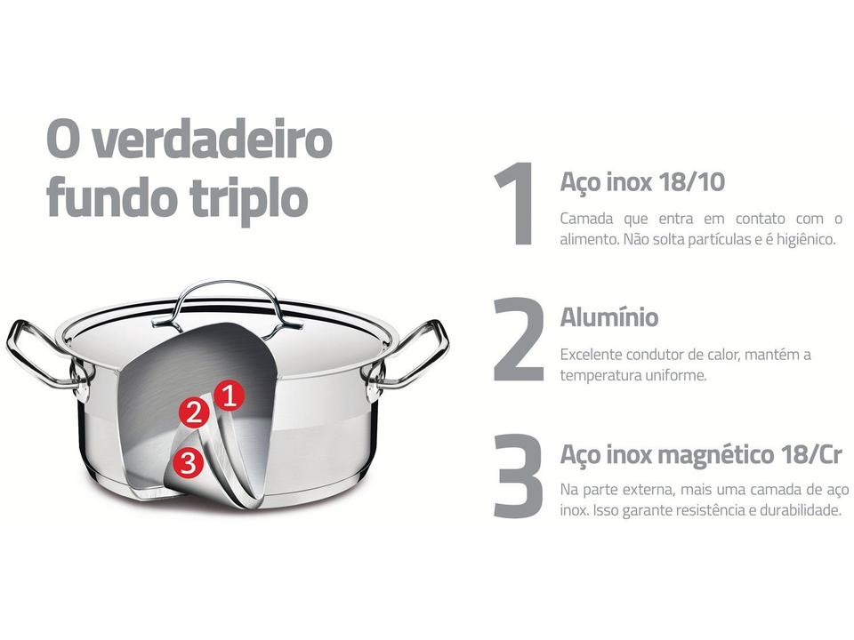 Caçarola Tramontina Inox Fundo Triplo 24cm 6,1L Professional - 2