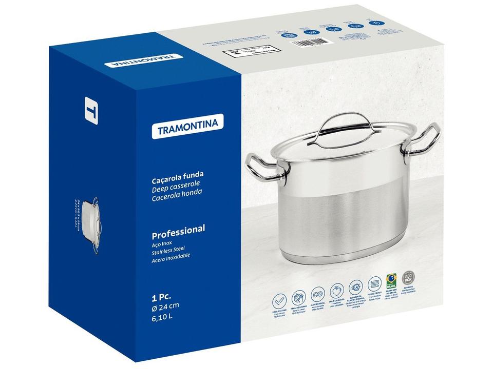 Caçarola Tramontina Inox Fundo Triplo 24cm 6,1L Professional - 3