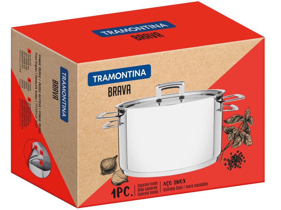 Caçarola Tramontina Inox Fundo Triplo com Tampa - 1,8L 16cm Brava - 5