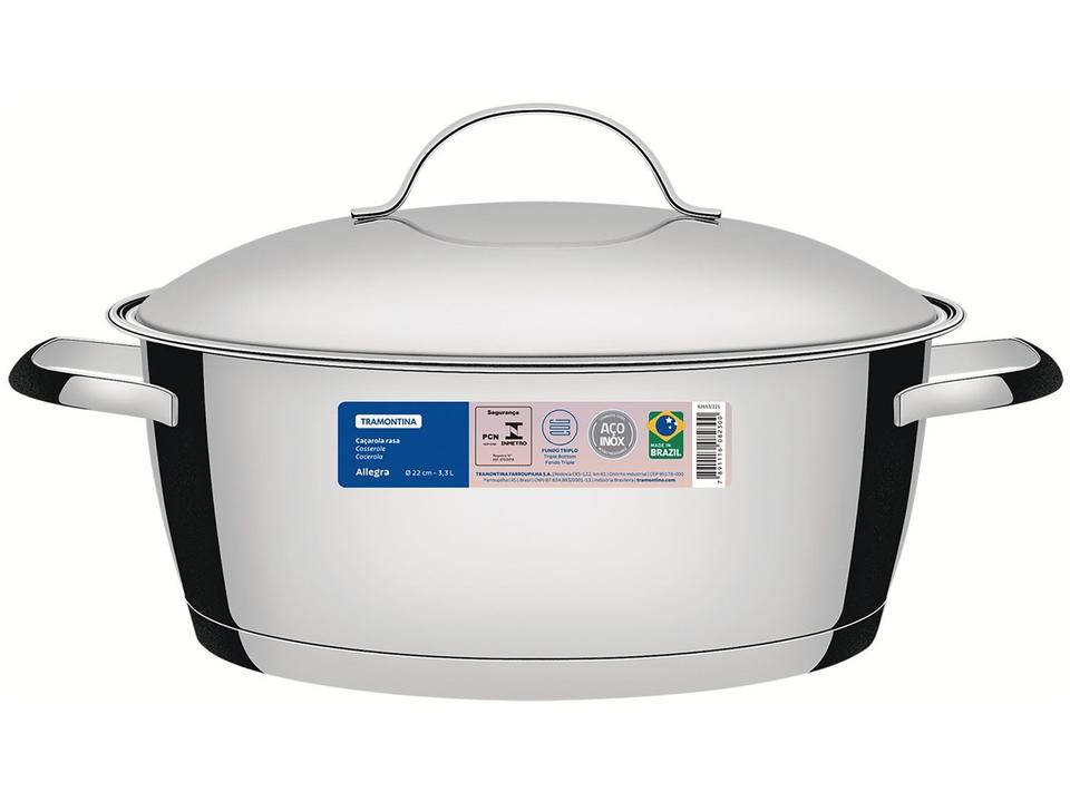 Caçarola Tramontina Inox Fundo Triplo com Tampa 22cm 3,3L Allegra - 4