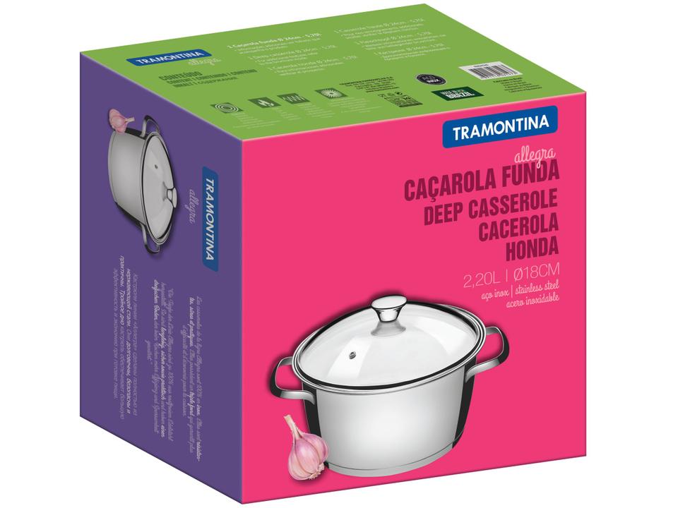 Caçarola Tramontina Inox Fundo Triplo com Tampa 2,2L 18cm Allegra - 6