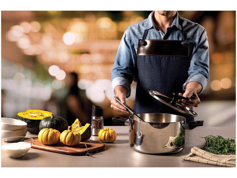 Caçarola Tramontina Inox Fundo Triplo com Tampa - 1