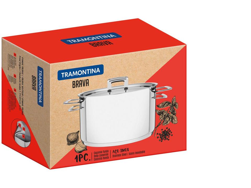Caçarola Tramontina Inox Fundo Triplo com Tampa 6,1L 24cm Brava - 7