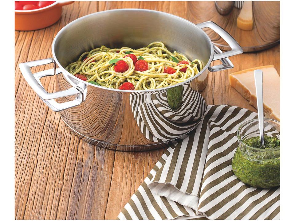 Caçarola Tramontina Inox Fundo Triplo com Tampa 6,1L 24cm Brava - 1