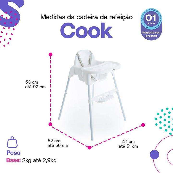 Cadeira de Alimentação 2 em 1 Cosco Kids Cook 2 Posições de Altura 0 a 15kg - 4